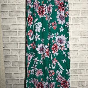 Gypsies And Moondust Women’s Large Green Floral Wide Leg Boho Pants